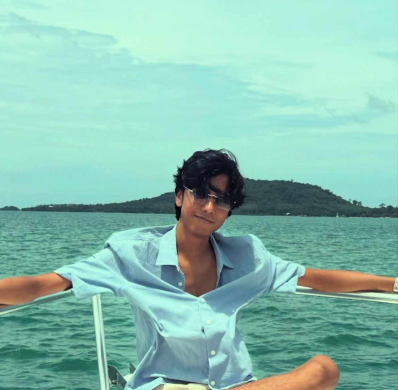 On a boat at sea