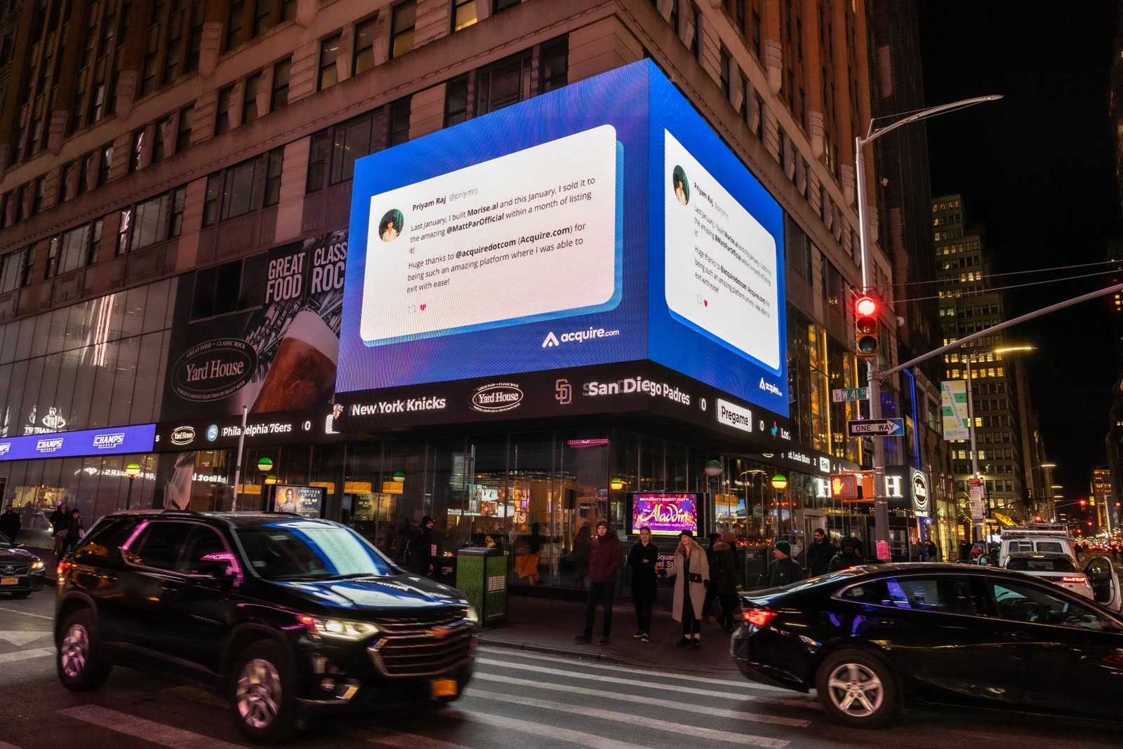 Priyam Raj tweet featured on a Times Square billboard