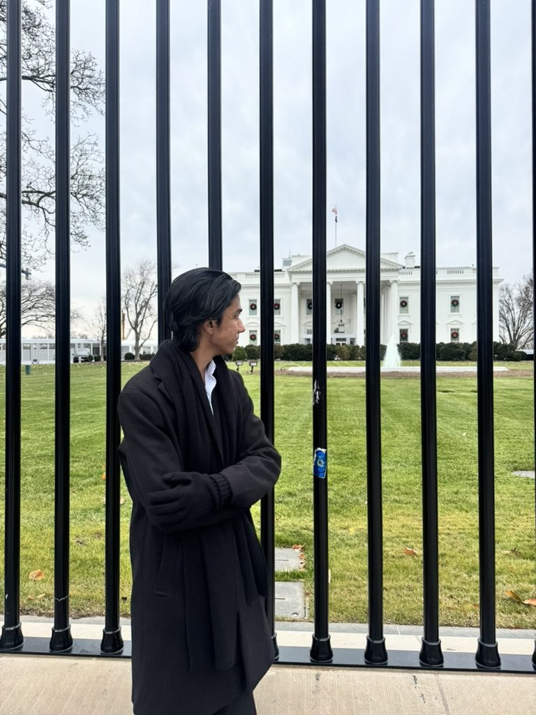 Priyam at the White House fence, December 2025